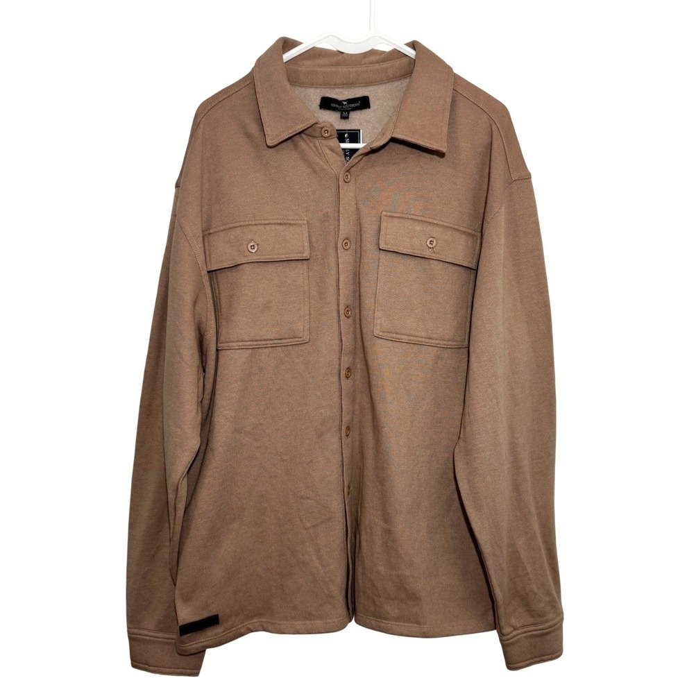 Simply Southern Knit Shacket Camel Brown Button Front Women Medium Shirt Jacket